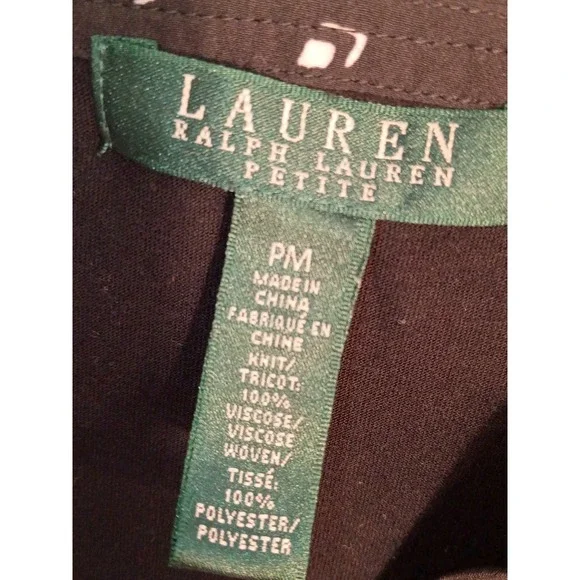 LAUREN RALPH LAUREN Black Label Viscose Knit Geometric Woven Front‎ Top Size PM - Picture 4 of 6